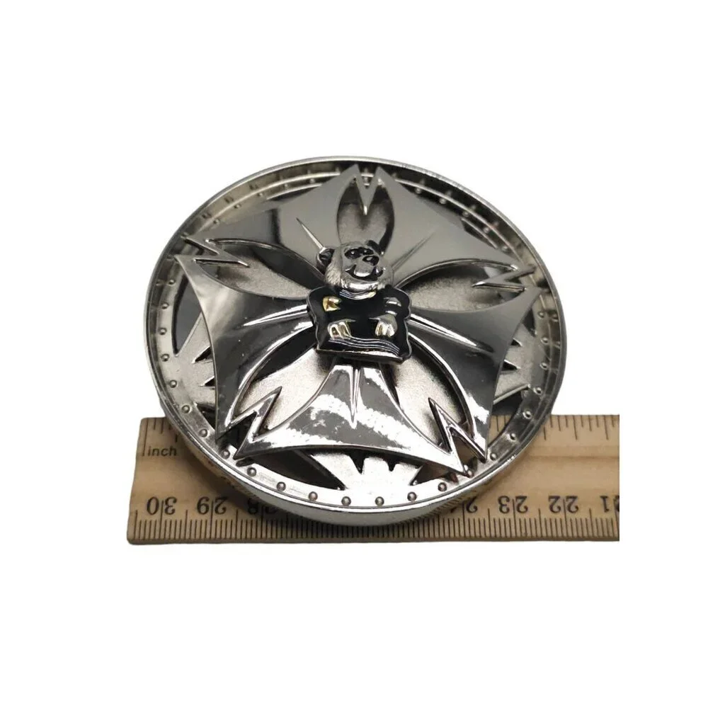 Spinning Panda Bear Black Enamel Belt Buckle Silver Tone Vintage